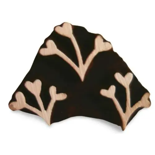 Produktbild: Kleiner Holzstempel mit Blumenblättern, indischer Blockdruck, Textilstempel aus Holz, 1 Zoll klein, individuelle Größe, Blattmuster für Karten, Stoff, Seife