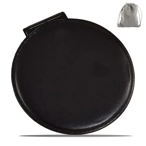 Produktbild: Kleiner Klappbar Spiegel, Klassisches PVC-Leder Tragbarer Runder Doppelseitig Schminkspiegel, Taschenspiegel Klein Klappspiegel Reisespiegel Kompaktspiegel Ultra Portable für Geldbörsen(Schwarz)