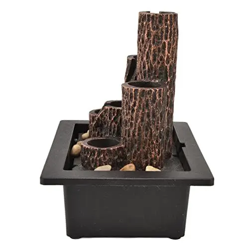Produktbild: Kleiner Wasserfallbrunnen, Tischbrunnen, Zimmerbrunnen, Tischbrunnen, eleganter 3-Kerzenständer, dekorativer 3-Stufen-Wasserfall für die Heimdekoration (EU-Stecker 220-240V)
