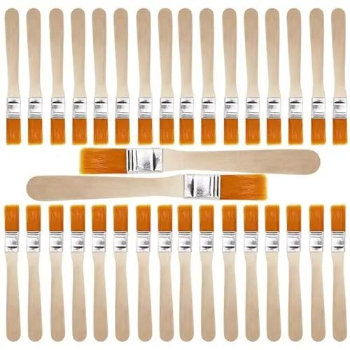 Produktbild: Kleiner flacher Pinsel, 40 Stück, mit Holzgriff, Pinsel-Set mit Nylonborsten, Lackpinsel für Farbe, Farbe, Lack, künstlerische Malerei, Wandlack
