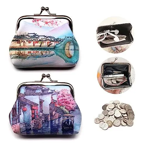 Produktbild: Kleines Mini Geldbörse Portemonnaie Geldbeutel Beutel Portmonee Coin Purse Münzbeutel Münzbörse Damen Kinder Klein Geschenke für Frauen, 2 Stück