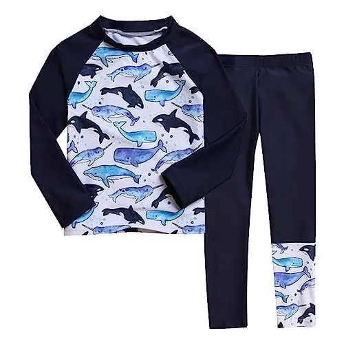 Produktbild: Kleinkind Badeanzug Kinder Surf Badeanzug Langarm Badehemden Lange Hosen Zweiteiliges Set Badehose 98 Junge (A, 4-5 Years)
