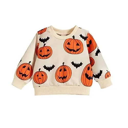 Produktbild: Generisch Kleinkind Halloween Langarm Drucke Pullover T Shirt Sweatshirt Tops Kinder Pulli 98 (Beige, 12-18 Months)