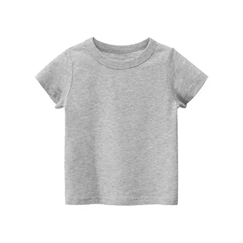 Produktbild: Kleinkind Kinder Mädchen Kurzarm Basic T-Shirt Casual T-Shirts Shirt Tops Einfarbig Pro Shirt (Grey, 6 Years)