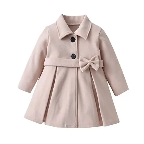 Produktbild: Kleinkind Mädchen Winter Langarm Warm Wollmantel Jacke Einfarbig Fliege für Babys Kleidung Mädchen Kleid Mantel Größe 12 (A, 2-3 Jahre)