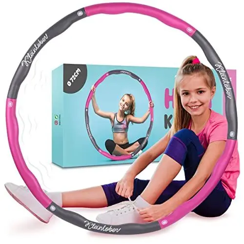 Produktbild: KLEINTOBER Premium Hula für Kinder & schlanke Erwachsene Set mit Übungsanleitung Gymnastik Hoola Hoop Hullahub Reifen Kinder, violett-dunkelgrau