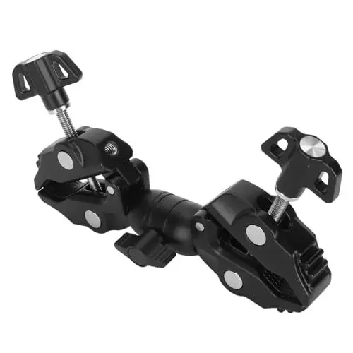 Produktbild: Klemme Doppel-Kameraklemme, 360° Drehbarer Doppel-Kugelkopf-Adapter für Fotostudio-Lichtstativ, Foto-Galgenstativ, Dual-Kugel-Kamera-Halterungsklemme für Go 3