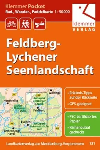 Produktbild: Klemmer Pocket Rad-, Wander- und Paddelkarte Felberg-Lychener Seenlandschaft: Maßstab 1:50.000, GPS geeignet, Freizeit-Tipps auf der Rückseite