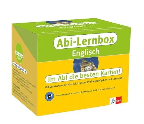 Produktbild: Klett Abi-Lernbox Englisch: 100 Lernkarten mit den wichtigsten Prüfungsaufgaben und Lösungen