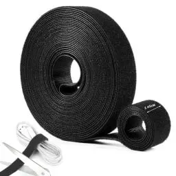 Produktbild: Klettband Kabelbinder Schwarz, 10Mx1.45CM Klettverschluss Selbstklebend Kabelbinder Wiederverschließbar Kabelorganizer, Wiederverwendbare Klettbänder Rolle für Kabel Pflanze Yogamatt Organizer