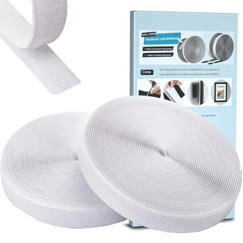 Produktbild: Klettband Selbstklebend Extra Stark, 10Mx2cm Weiß Doppelseitig Klettband Mit Klettverschluss Breit Selbstklebendes Klet Flauschband Und Hakenband Tape Für Fliegengitter, Couch-Kissen