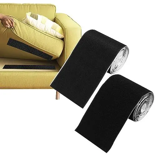 Produktbild: Klettband Selbstklebend Extra Stark für Couch Kissen, 110mm x 2M Klettverschluss zum Nähen, Doppelseitig Klettband zum Nähen für Stoffe Bekleidung, Schwarz Klettverschluss Selbstklebend Klettmatte