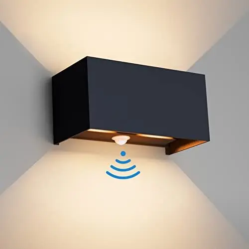 Produktbild: Klighten 24W Aussenlampe Außenwandleuchte mit Bewegungsmelder, IP65,3000K Warmweiß Wandleuchte Außen/Innen, Einstellbarer Lichtstrahl außenlampe mit bewegungsmelder für Flur/Weg, Anthrazit