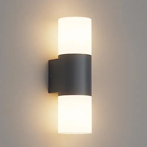 Produktbild: Klighten Wandleuchten E27 Außen/Innen 2 flammig, Außenleuchte Anthrazit, Up and Down Außenlampe, IP54 Aussenlampe, Aluminium Außenwandleuchte, Modern Wandlampe für Eingang Terrass, ohne Leuchtmittel