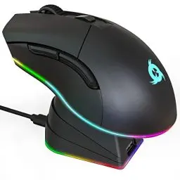 Produktbild: KLIM Blaze Pro Wiederaufladbare kabellose Maus - NEU 2024 - Gaming Maus mit RGB und Ladestation - Hochpräziser Sensor und langlebiger Akku - Bis zu 6000 DPI - Kabel- und Wireless Mouse für PC