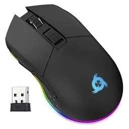 Produktbild: KLIM Blaze - Wiederaufladbare kabellose RGB Gaming Maus - NEU - Hochpräziser Sensor mit Langer Akkudauer - Einstellbar auf bis zu 10000 DPI - Kabel- und Funk Maus Modus (Schwarz)