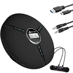 Produktbild: KLIM Discman - Tragbarer CD Player mit eingebautem Akku - NEU 2024 - inklusive KLIM Fusion Kopfhörer. Kompakter Mini CD Player, kompatibel mit CD-R, CD-RW und MP3. Discman CD Player - Schwarz