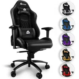 Produktbild: KLIM Esports Gaming Stuhl - NEU - Mit Lenden- und Nackenstütze - Verstellbar Gaming Sessel Ergonomisch PC Stuhl - 150 kg Belastbarkeit - Schwarz Gamer Chair Schwarz