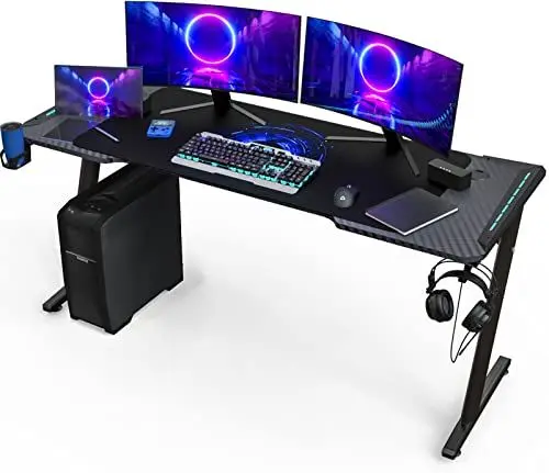 Produktbild: KLIM K160 Gaming Tisch - 160 x 60 cm Gaming Schreibtisch mit Kabelmanagement und Mousepad - Einfacher Aufbau - Stabiler Schreibtisch aus Metall und Holz - Perfekt für Gaming und Büro 20-Jahre Support