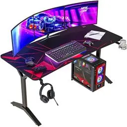 Produktbild: KLIM NEU K152 Gaming Tisch - 152 cm Gaming Schreibtisch, Getränkehalter, Headset Haken - Stabiler Computerschreibtisch aus Metall und Holz - Für Gaming und Büro - 20 Jahre Schutz