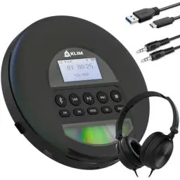 Produktbild: KLIM Nomad CD Player Bluetooth - Tragbarer CD-Player Discman mit langlebigem Akku - Inklusive Kopfhörer - CD-R, CD-RW, MP3 - Mit TF-Reader, Radio FM - Ideal für Autos - Portable CD Player Diskman