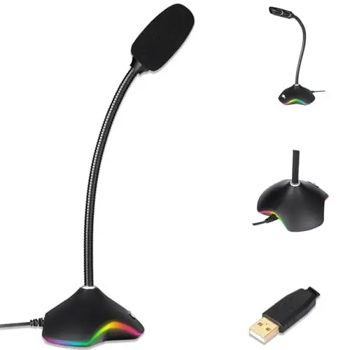 Produktbild: KLIM Rhapsody RGB Mikrofon: PC + USB, Beste Klangqualität, Sprachaufnahmen, Spracherkennung, Streaming, YouTube, Podcast, Gaming, Kompatibel mit Windows Mac PS4 PS5