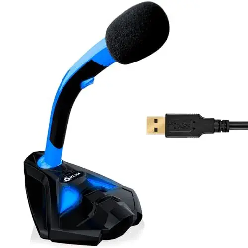 Produktbild: KLIM Voice Desktop USB Mikrofonstand für Laptop Computer - Gaming Mic - Mikrofon PC PS4 Rot/Blau/Grün ( Neue 2022 Version )
