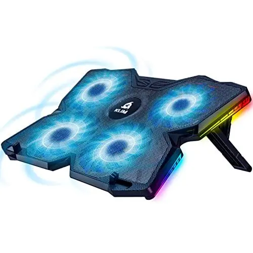 Produktbild: KLIM Wind Laptop Kühler - Mehr als 500 000 verkaufte Einheiten - NEU - Cooling Pad - USB Powered - Stabil und leise - 4 Lüfter - Laptop Cooler Für PC, Mac, PS4-15-17 Zoll - RGB