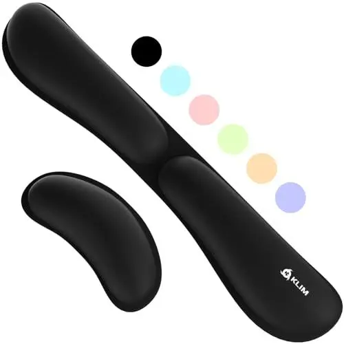Produktbild: KLIM Wrist Rest - Handballenauflage Set für Tastatur und Maus - Gel Memory Foam - Ergonomische Handauflage für Tastatur und Mauspad - für Gaming und Büro - Schmerzfreie Handgelenke - Schwarz