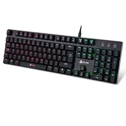 Produktbild: Klim Dash – Niedrigprofil mechanische QWERTZ Tastatur mit roten Schaltern für kultivierte Professionelle Anwender und Gamer - RGB Farben - Metallrahmen Vollständige Anpassbarkeit