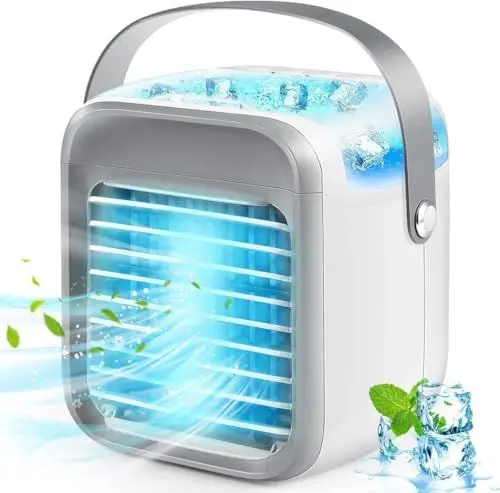 Produktbild: Klimaanlage Mobil, Mobile Klimaanlage mit 300ml Wassertank Luftkühler mit Wasserkühlung, Klimaanlage Ohne Abluftschlauch mit 7 Farbigem Nachtlicht für Picknick, Büro, Schlafzimmer