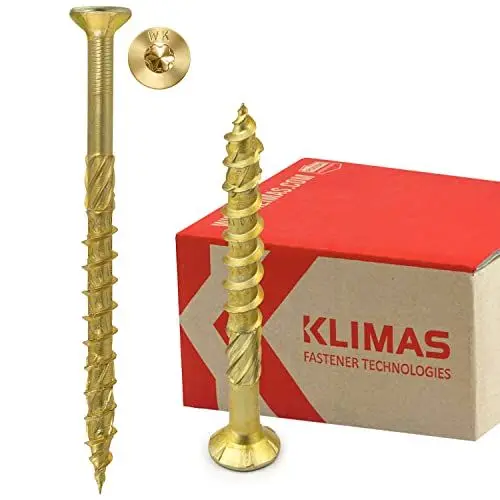 Produktbild: KLIMAS Holzschrauben Torx - Spanplattenschrauben Gelb - Senkkopfschrauben - Terrassenschrauben - Universalschrauben - Dachkonstruktion Schrauben Set - Holzschrauben 8x180 mm 50 Stück