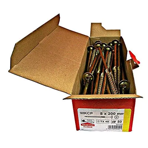 Produktbild: KLIMAS Holzschrauben Torx - Tellerkopfschrauben TX Gelb Schrauben - Flachkopfschrauben Holz - Tellerkopf - Schrauben Set Torx - Holzschrauben Set Dachkonstruktion Schrauben - 80x200 mm - 50 Stück