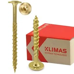 Produktbild: KLIMAS Holzschrauben Torx - Tellerkopfschrauben TX Gelb Schrauben - Flachkopfschrauben Holz - Tellerkopf - Schrauben Set Torx - Holzschrauben Set Dachkonstruktion Schrauben - 6x100 mm - 100 Stück