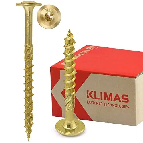 Produktbild: KLIMAS Holzschrauben Torx - Tellerkopfschrauben TX Gelb Schrauben - Flachkopfschrauben Holz - Tellerkopf - Schrauben Set Torx - Holzschrauben Set Dachkonstruktion Schrauben - 6x100 mm - 100 Stück