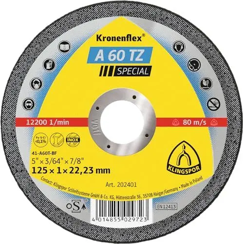 Produktbild: Klingspor Trennscheiben A 60 TZ (für Edelstahl/Stahl, Durchmesser 125 mm, in Sichtfensterdose, 11 Stück, Schleifscheibe, Trennscheibe, Schleifmittel) 313253