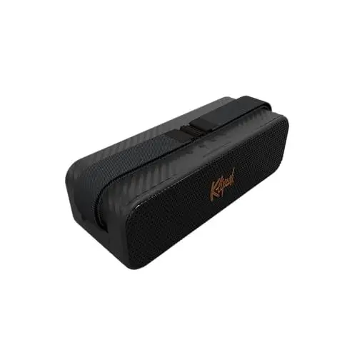 Produktbild: Klipsch Detroit, tragbarer Bluetooth-Lautsprecher mit Zwei 2,5 cm Hochtönern, 7,6 cm Tieftönern, IP67 Wasserfestigkeit und 20 Stunden Akkulaufzeit. Live-Konzert-Erlebnis. Farbe: Schwarz.