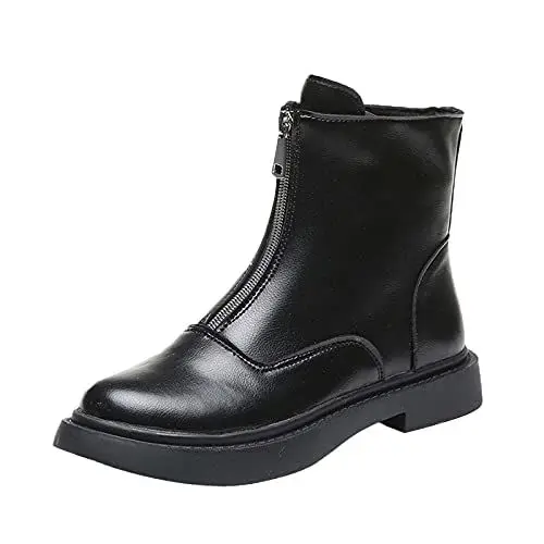 Produktbild: Klobige atmungsaktive High Fashion Short Heels Schuhe Stiefel Damen Schnürstiefel Retro Damen Plateau Boots Rote CowboyStiefel Boots Schwarz (Black, 40)