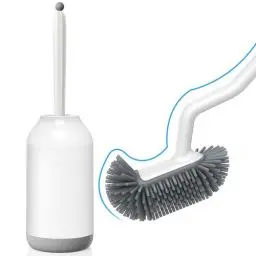 Produktbild: Klobürste Silikon Toilettenbürste mit Halter: Flexible Wc Bürste mit randreiniger - Schnell Trocknendem Klobürstenhalter Set für Badezimmer Zubehör- Hängende Toilet Brush Weiß Ohne Bohren