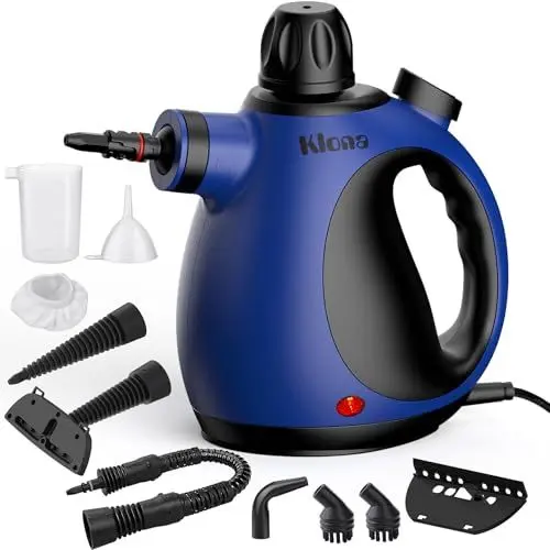 Produktbild: Klona Tragbarer Dampfreiniger, Dampfreiniger für Zuhause, Mehrzweck-Dampfreiniger mit 10 Zubehörteilen für Teppiche, Vorhänge, Sofas, Küche, Wanzen, Badezimmer und mehr (blue-black)