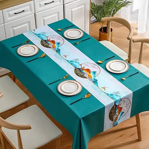 Produktbild: KLUOT Rechteckige Tischdecke 90x150cm Outdoor-tischdecken Wachstuch-Tischdecke Abwaschbar Garten-Tischdecke Wachstischdecke PVC Plastik-Tischdecken Wasserabweisend Abwischbar