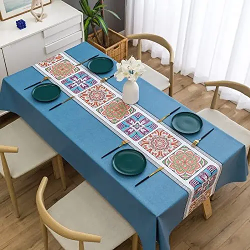 Produktbild: KLUOT gartentischdecke tischdecke für draußen Wachstuch-Tischdecke Abwaschbar Garten-Tischdecke Wachstischdecke PVC Plastik-Tischdecken Wasserabweisend Abwischbar 120x120cm