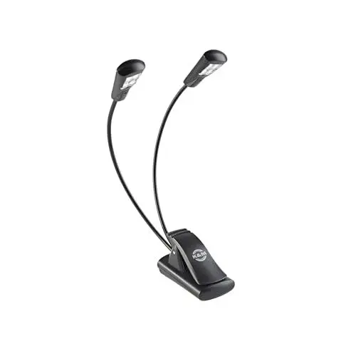 Produktbild: K&M 12246 Notenpultleuchte Double4 LED FlexLight Schwarz – Befestigung per Clip – 2 flexible Schwanenhälse, 2 x 1700 Lux