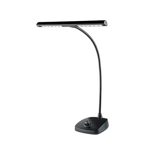Produktbild: K&M 12298 LED-Pianoleuchte Schwarz – 30 cm Lampenschirm – 12 dimmbare LEDs - mit Schwanenhals, 2500 Lux Helligkeit