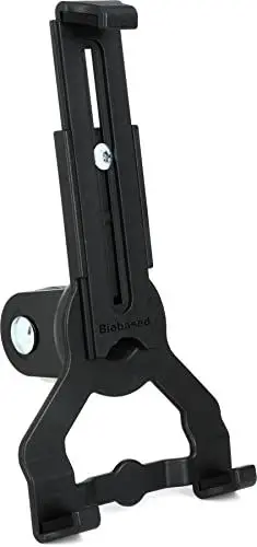 Produktbild: K&M 19766 Tablet-PC-Stativhalter Schwarz, Biobased Kunststoff - Tablet-Halterung für Stative mit 3/8“ bzw. 5/8“ Gewinde