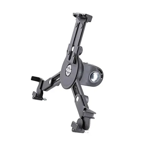 Produktbild: K&M 19790 Tablet-PC-Stativhalter Schwarz, Kunststoff - Drehbare Tablet-Halterung für Mikrofon-Stative mit 3/8“ Gewinde