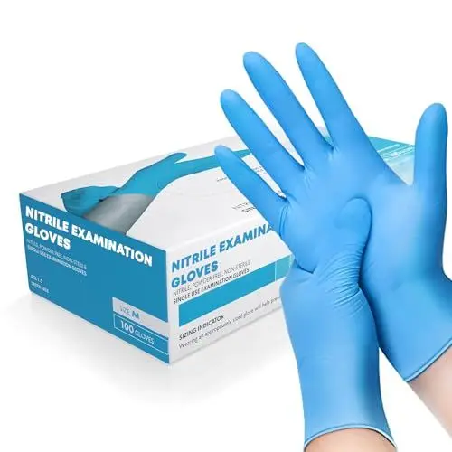 Produktbild: K-MART Einweghandschuhe, Blau Nitrilhandschuhe - Box mit 100 Stück, Einmalhandschuhe Puderfrei & Latexfrei, Nitril Handschuhe Einweg für Küche & Reinigung