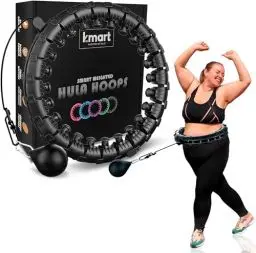 Produktbild: K-MART Smart Hula Ring Hoops, Gewichteter Hula Circle 24 Abnehmbarer Fitnessring mit 360 Grad Auto-Spinning Ball Gymnastik, Massage, Erwachsene Fitness für Gewichtsverlust (Anthrazitschwarz)