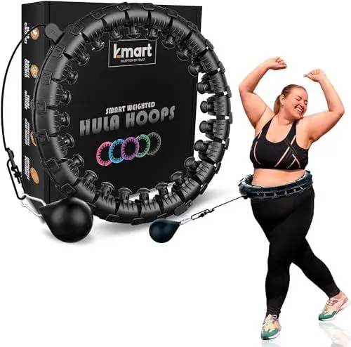 Produktbild: K-MART Smart Hula Ring Hoops, Gewichteter Hula Circle 24 Abnehmbarer Fitnessring mit 360 Grad Auto-Spinning Ball Gymnastik, Massage, Erwachsene Fitness für Gewichtsverlust (Anthrazitschwarz)