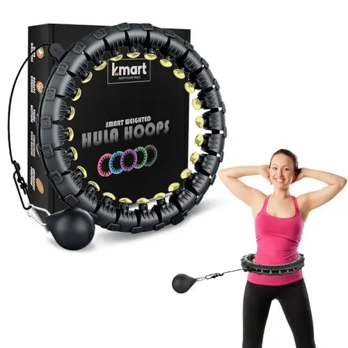 Produktbild: K-MART Smart Hula Ring Hoops, gewichteter Hula Circle 24, Abnehmbarer Fitnessring mit 360-Grad-Auto-Spinning-Ball, Gymnastik, Massage, Fitness für Erwachsene zur Gewichtsabnahme
